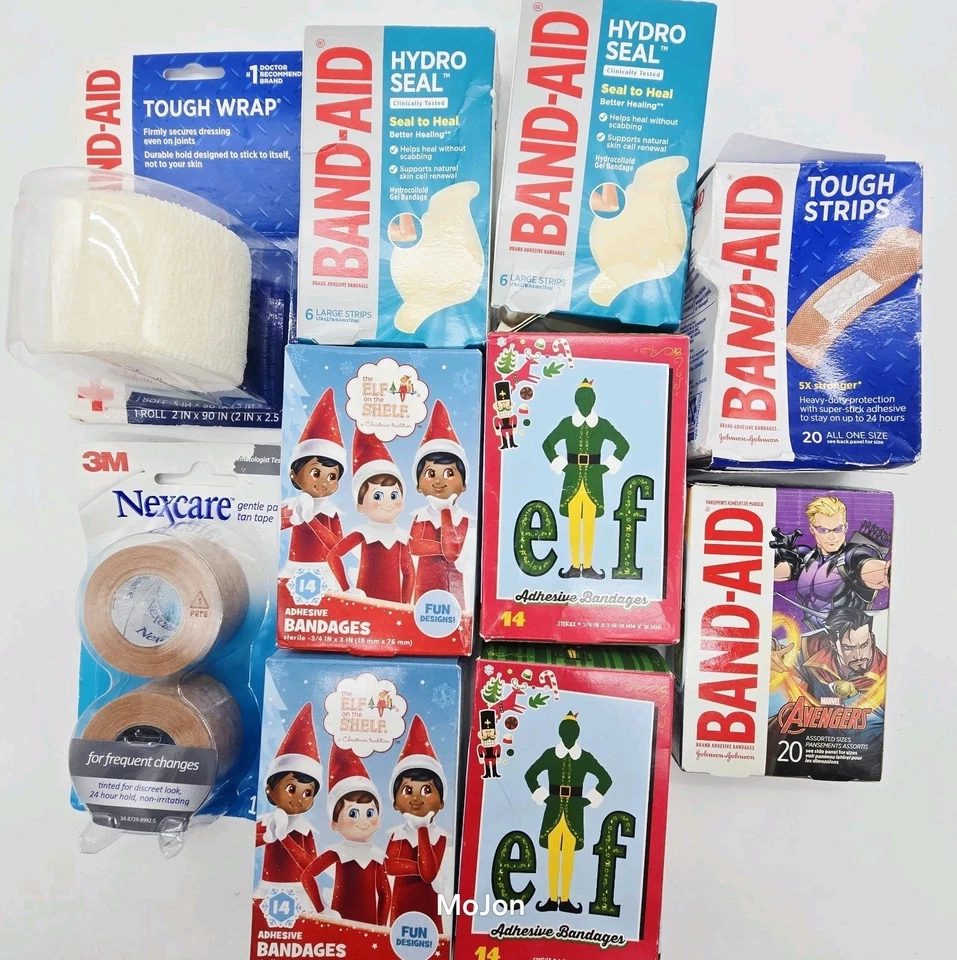 Lot Of 10 Bandaid Tough Wrap & Tape & Adhesive Bandages Avenger Elf On The Shelf - Image 1 of 4
