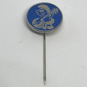 Vintage Smurf Harmony Musician Lute Peyo Enamel Stick Blue Pin Badge Smurfs Gift - Picture 1 of 3
