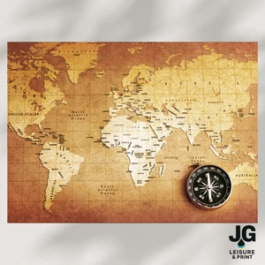 Vintage World Map | Antique-Inspired Wall Print | Poster Unframed A5 A4 A3 A2 A1 - Picture 1 of 3