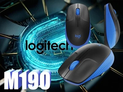 MOUSE M190 LOGITECH BLU/NERO,WIFI,Ricevitore USB,Rotellina di scorrimento. - Immagine 1 di 4