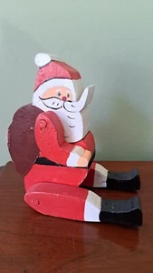 Estante articulado de madera vintage de Navidad cuidador arte popular Papá Noel primitivo - Imagen 1 de 4