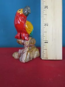 762. Piccola statuina in marmo multicolore MACAW pappagallo psittacidae famiglia uccellini - Foto 1 di 4