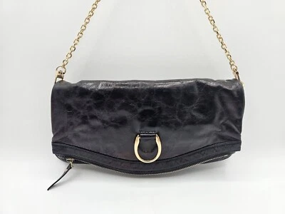 Bolso sin asas convertible plegable de cuero esmaltado negro Joseph Charles Foto 1 de 4