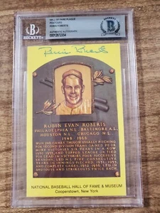 Robin Roberts Hall of Fame Plaque Postcard Beckett Authentic Auto - Picture 1 of 2