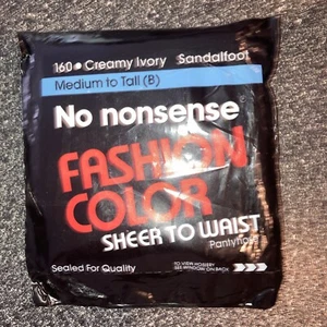 No Nonsense Fashion Color Sheer Pantyhose 160 Ivory Sandalfoot Med to Tall B - Picture 1 of 2