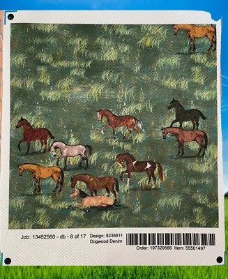 Denim Dogwood: Imperial Swatch 8 pulgadas Cuadrado "Pastoral Floral Ecuestre" Tela Foto 1 de 4