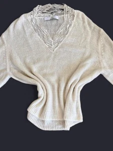 IRO Diamon Lace-Trimmed V-Neck Sweater - Picture 1 of 7