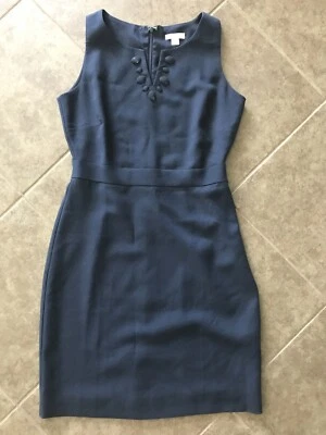 Garnet Hill Navy Blue dress Sleeveless Embellished Career Work Sz 6 - Image 1 of 4