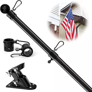 Flag Pole Kit for outside House with Holder 5Ft Outdoor Flag Poles for 3X5 Flags - Picture 1 of 12