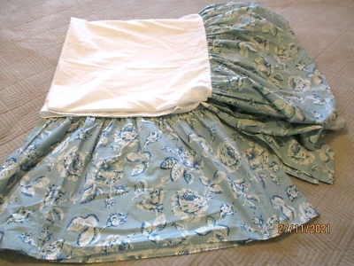 Falda Cama Doble Vintage Ralph Lauren Meadowland Azul Floral Volantes Rara Foto 1 de 4