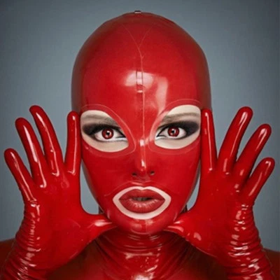 Latex Hood Open Eyes and Mouth for Catsuit Rubber Mask Costume Club Wear Cosplay - Image 1 of 4