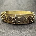 Signed Whiting & Davis Vintage Gold Tone Intricate Detail Chunky Bangle
