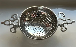 English Sterling Silver Tea Strainer Thomas Bradbury & Sons Ltd 1922 Sheffield - Picture 1 of 12