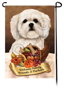 Thanksgiving Garden Flag - White Lhasa Apso 084B - Picture 1 of 1