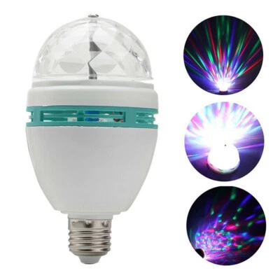 E27 RGB Crystal Ball Auto Rotating LED Stage Light Bulb Disco Party Bulb Lamp - Image 1 of 4
