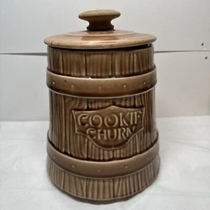 Vintage McCoy Pottery Ceramic Butter Churn Cookie Jar - Picture 1 of 8
