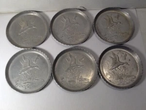 Posavasos metálicos vintage patos mediados de siglo juego de 6 artículos 200 - Imagen 1 de 4