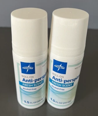 2 роликовых антиперспиранта Medline со свежим запахом без алкоголя 1,5 жидкой унции срок годности 01/27 - Изображение 1 из 3