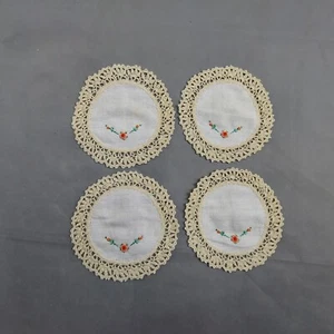 Set of 4 Coasters Cup Mat Pad Embroidered Lace Doilies 16cm(6") P2425 - Picture 1 of 7