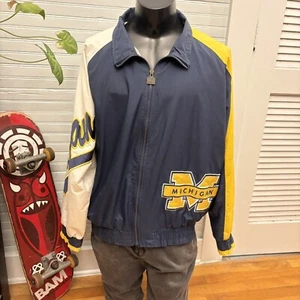 Vintage Michigan University Wolverines 90s Full Zip Logo Athletic Jacket AOP - Picture 1 of 13