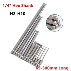 1/4" Hex Shank Ball Ended Bits Hexagon Head Screwdriver Bits Magnetic Allen Keys - Picture 1 of 29