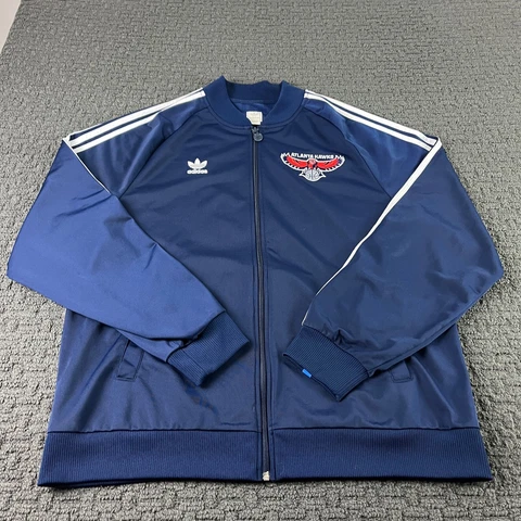 Atlanta Hawks Adidas Jacket Mens 2XL Blue Full Zip Performance Embroidered NBA Cover