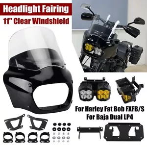Club Style Complete Fairing Windshield w/Dual Light Bracket For Softail Fat Bob - Picture 1 of 12