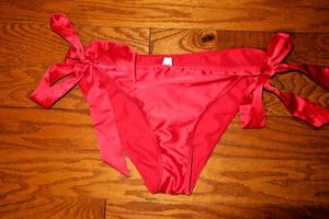 S ❤️ Victoria's Secret ❤️ MID-RISE❤️ BIKINI SATIN PANTIES red VERY SEXY Side Tie - Bild 1 von 2