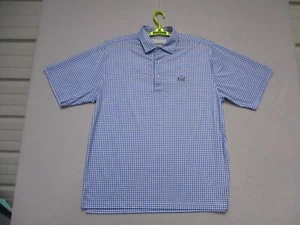 Donald Ross Men's L Blue White Checkered Short Sleeve Golf Polo Shirt ⛳ - Picture 1 of 8