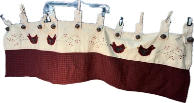 Рождественская кухонная занавеска ручной работы настенная вышивка праздничный колокол 44 x 13 дюймов - Изображение 1 из 4