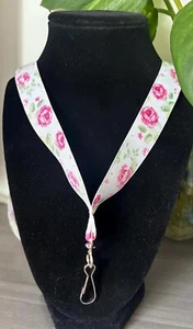 Pink Roses 18” Ribbon Lanyard - Picture 1 of 8