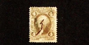 1862-71 Revenue First Issue Wash. 4c Brn PROPRIETARY Sc#R22c Hand Cancel - Picture 1 of 1
