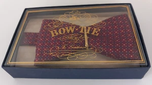 Vintage Tie Rack 100% Silk Bow Tie Self-Tie Red Blue Geometric Design Adjustable - Picture 1 of 7