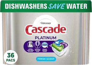 Platinum Dishwasher Pods, Actionpacs Dishwasher Detergent with Dishwasher Cleane - Picture 1 of 12