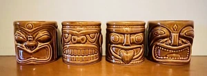 4 Vintage Accoutrements Tiki Face Ceramic Mugs Double-Sided Glazed 3.75” - Picture 1 of 10