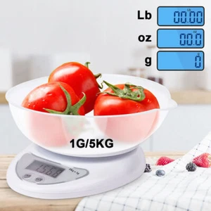 LCD Digital Kitchen Scales Electronic Cooking Food Weigh Measuring Scale 1g-5Kg - Picture 1 of 16