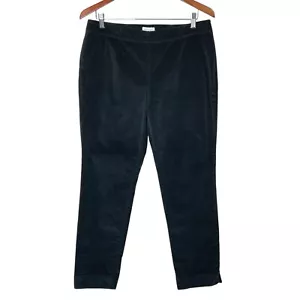 J. Jill Corduroy Side Zipper Pants Womens 12 Black Stretch Slightly Tapered - Picture 1 of 8