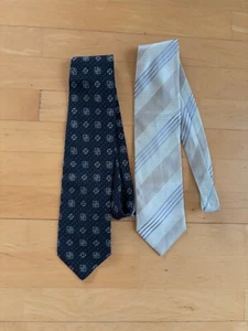 Luxus Seidenkrawatte Armani Giorgio Collezioni 2 St. silber dunkelblau 150-160cm - Bild 1 von 3