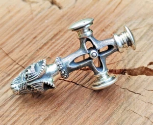 Olaf Cross Pendant, Silver Fenrir Wolf Cross, Pagan Viking Replica Jewelry - Picture 1 of 5