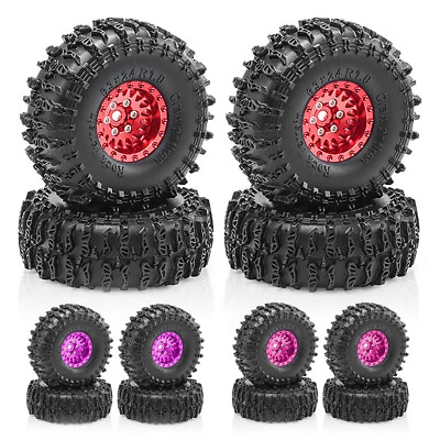 Aluminum 1.0" Beadlock Wheel Rim &Tires For 1/18 TRX4M 1/24 SCX24 AX24 RC Car - Image 1 of 4