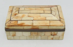 VINTAGE CAMEL BONE & BRASS CIGARETTE/TRINKET BOX - DOME LID (NO. 344) 5" Long - Picture 1 of 6