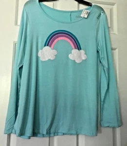 NWT Girls Justice Light Blue Long Sleeve Top w/Rainbow - Bild 1 von 3