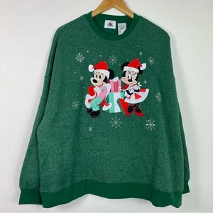Disney Santa Mickey and Minnie Mouse Holiday Pullover Sweatshirt - Picture 1 of 8