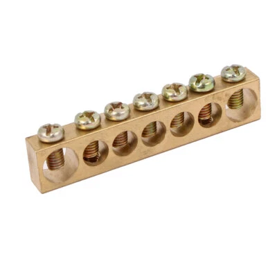 7 Positions Electric Wire Line Screw Terminal Ground Copper Neutral Bar Stick - Image 1 of 4