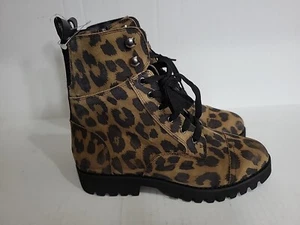 Donald Pliner Ease Combat Boot Leather & Suede Bootie Women's Size 6M Cheetah - Picture 1 of 11