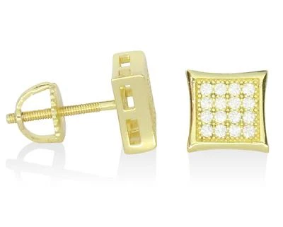 Pendientes de cometa para hombre chapados en oro de 14k circonita cúbica hip hop atornillados de 8 mm  Foto 1 de 4