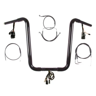 1 1/4" BBlack 16" Prewired Narrow Bar Kit 1996-2006 Harley Road King No Cruise - Image 1 of 2