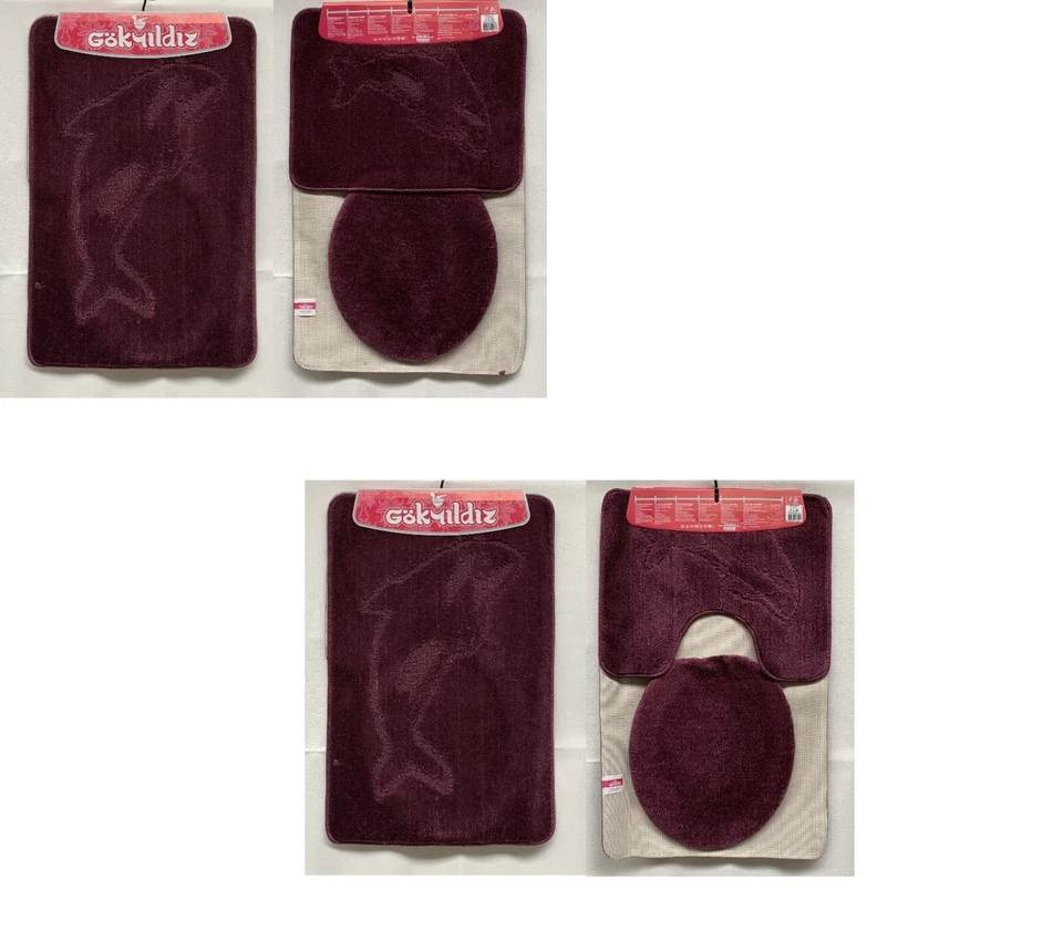 Badgarnitur Badteppich Badezimmergarnitur 3-Teilig Set 85 x 55cm WC Vorleger - Bild 1 von 1