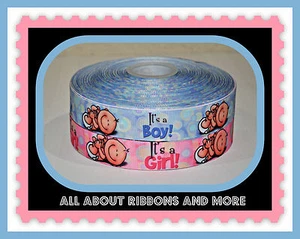 7/8 INCH IT'S A BOY OR IT'S A GIRL GROSGRAIN RIBBON- 1 YARD - Picture 1 of 1