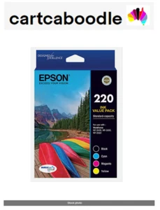 4 x GENUINE Epson 220 Inks - VALUE PACK - for WF2630 WF2650 XP220 XP320 series - Picture 1 of 2